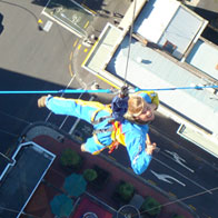 Superman basejump by wire over Auckland